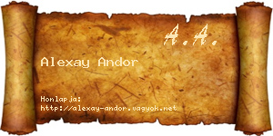 Alexay Andor névjegykártya